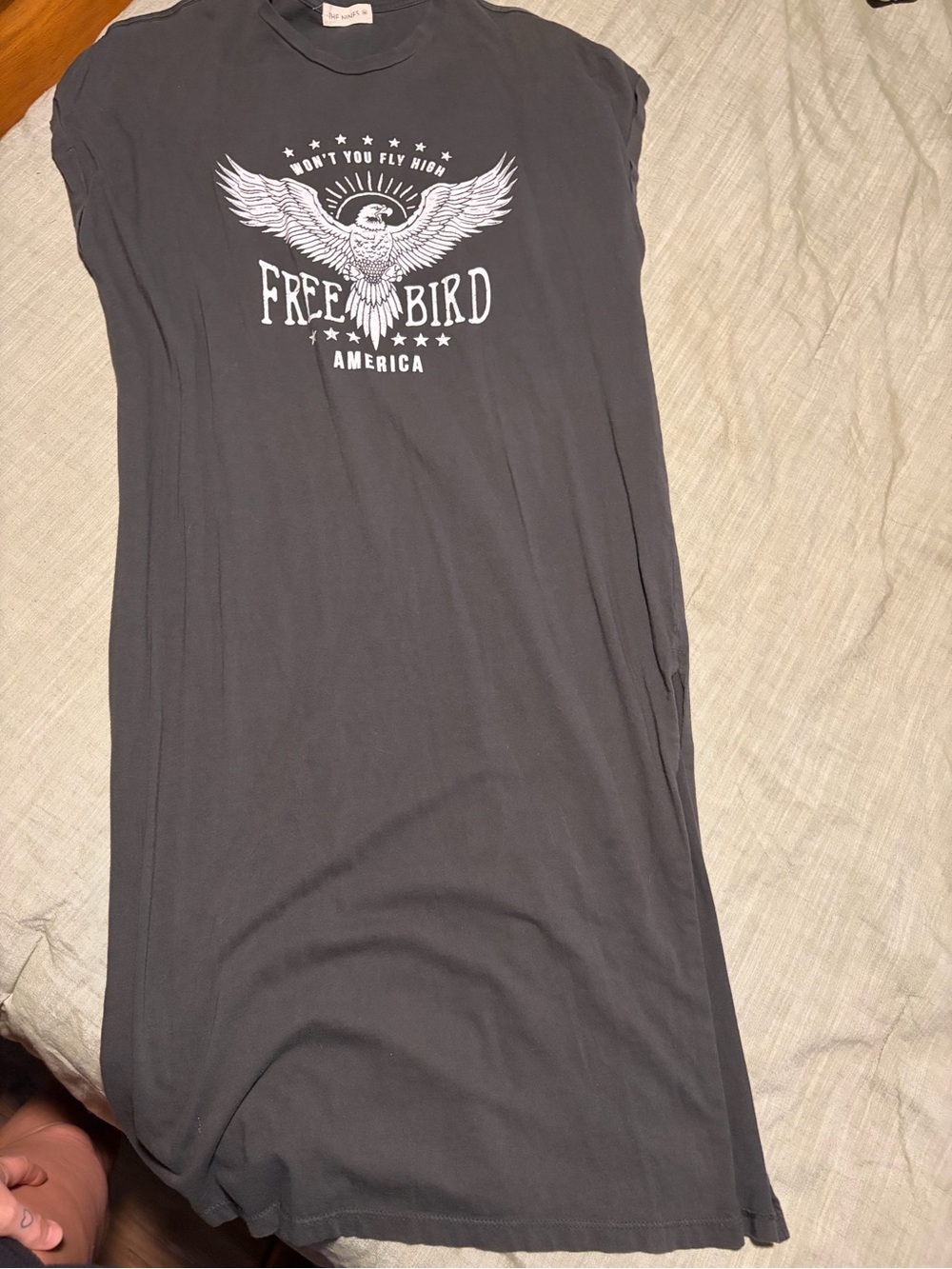 freebird Charcoal Graphic Eagle Tee Dress - Charcoal